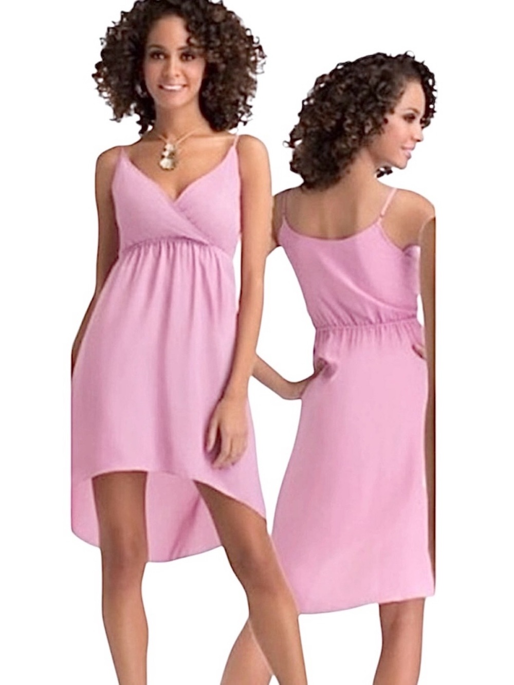 Kardashian Kollection High-Low Spaghetti Strap Dress Pink